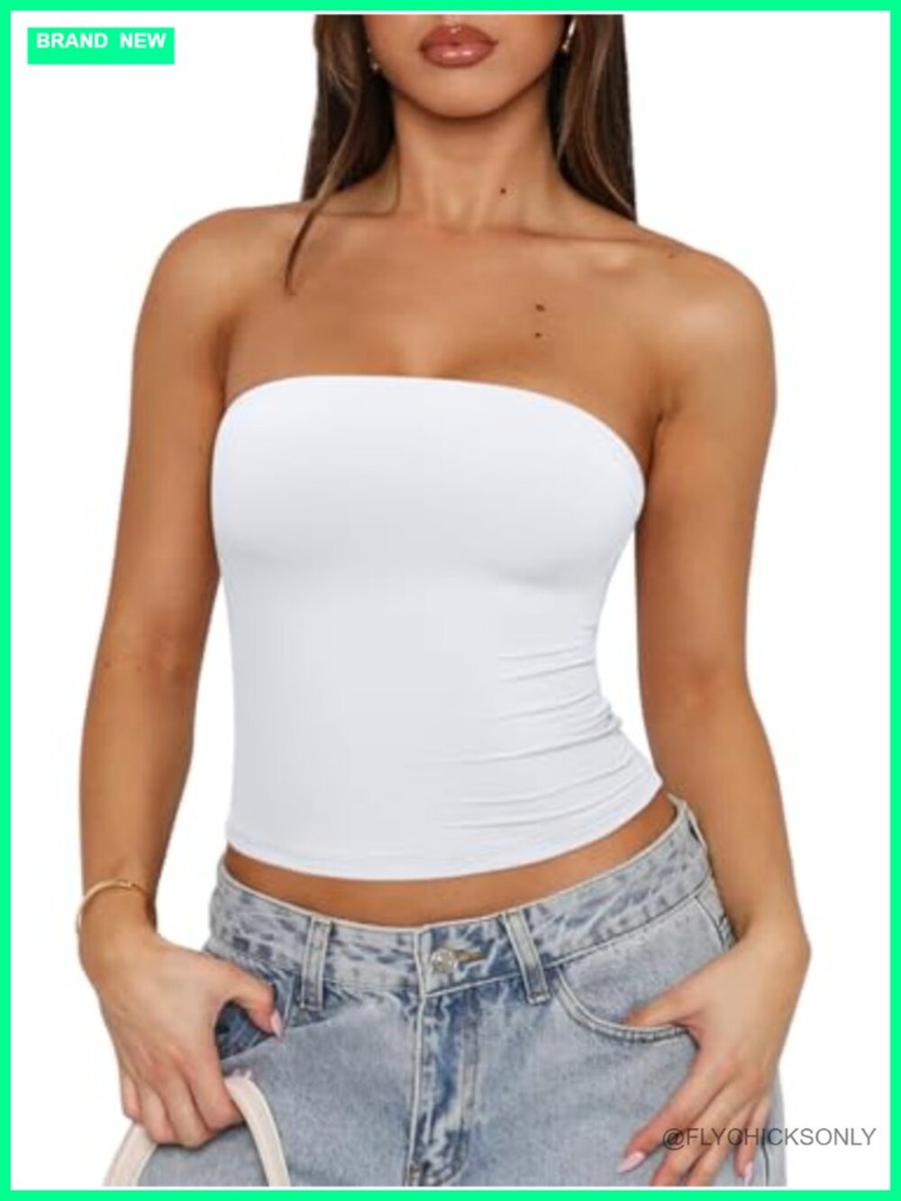 Strapless Tube Top Double Lined Non-Slip Y2K Backless Crop Top Going Out